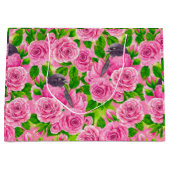 Grand Sac Cadeau Robin rose et rose (Devant)