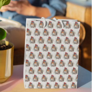 Grand Sac Cadeau Robin rouge Noël