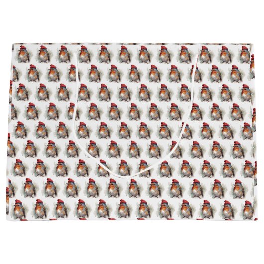 Grand Sac Cadeau Robin Winter Delight (Devant)