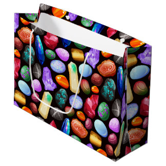 Grand Sac Cadeau Rocher réaliste coloré et Motif cristal