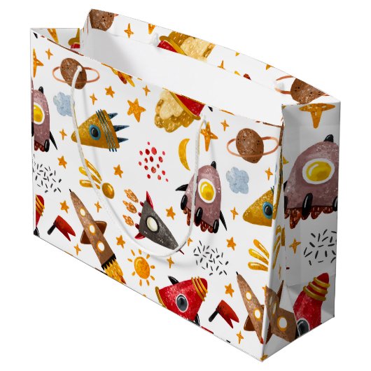 Grand Sac Cadeau Rockets & Meteors Pattern Gift Bag (Dos Angle)