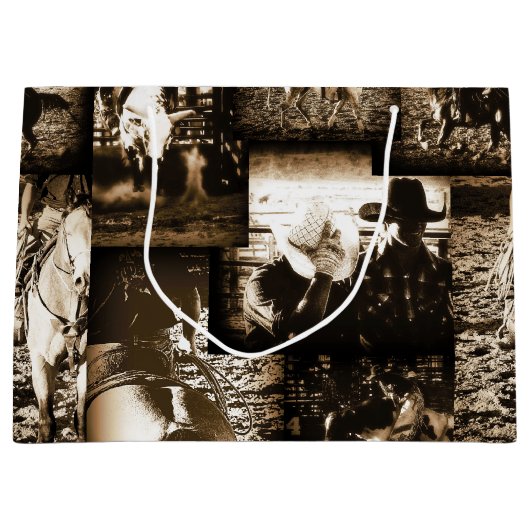 Grand Sac Cadeau Rodeo Cowboy Rustic Country Western Thème (Devant)