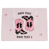 Grand Sac Cadeau Rodéo de bottes de cowgirl roses (Devant)