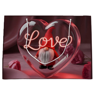 Grand Sac Cadeau Romantic Gnome in Heart Display with Neon "Love"
