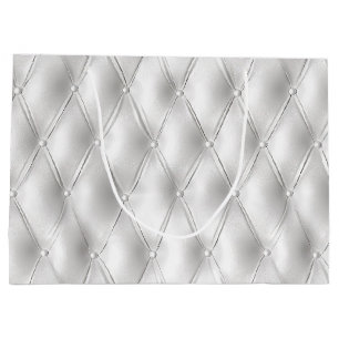 Grand Sac Cadeau Romantique Blanc Faux Cuir