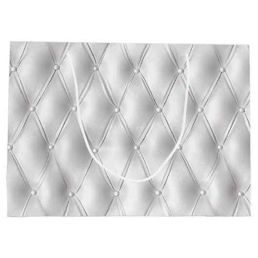 Grand Sac Cadeau Romantique Blanc Faux Cuir (Dos)