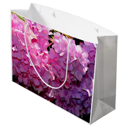 Grand Sac Cadeau Romantique rose floral élégant hydrangeas (Dos Angle)
