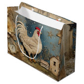 Grand Sac Cadeau Rooster Old macdonald Farm Collage (Devant Angle)