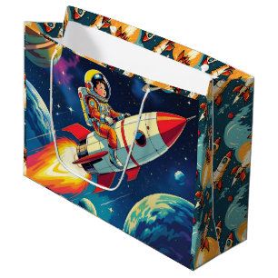 Grand Sac Cadeau Roquettes mignonnes en astronaute spatiale Anniver
