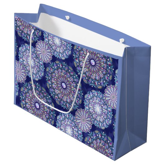 Grand Sac Cadeau Rosace bleue (Devant Angle)
