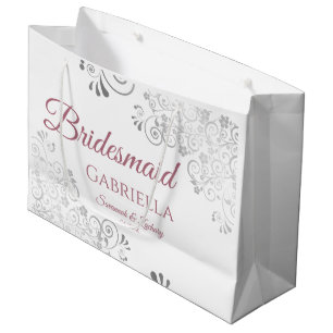 Grand Sac Cadeau Rose argenté et poussiéreux sur Mariage de femme d