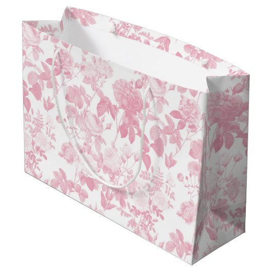 Grand Sac Cadeau Rose blanc rose Chinoiserie Motif (Dos Angle)