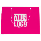 Grand Sac Cadeau Rose Chaud - ajouter un logo gras  (Devant)