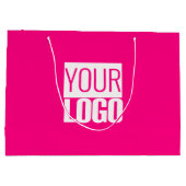 Grand Sac Cadeau Rose Chaud - ajouter un logo gras  (Dos)