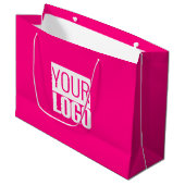 Grand Sac Cadeau Rose Chaud - ajouter un logo gras  (Devant Angle)