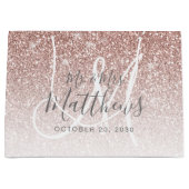 Grand Sac Cadeau Rose Chic Parties scintillant or Script Monogramme (Devant)