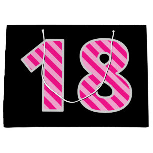 Grand Sac Cadeau Rose d'amusement barré "18" ; Joyeux 18ème
