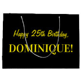 Grand Sac Cadeau Rose d'amusement barré "25" ; Joyeux 25ème (Dos)