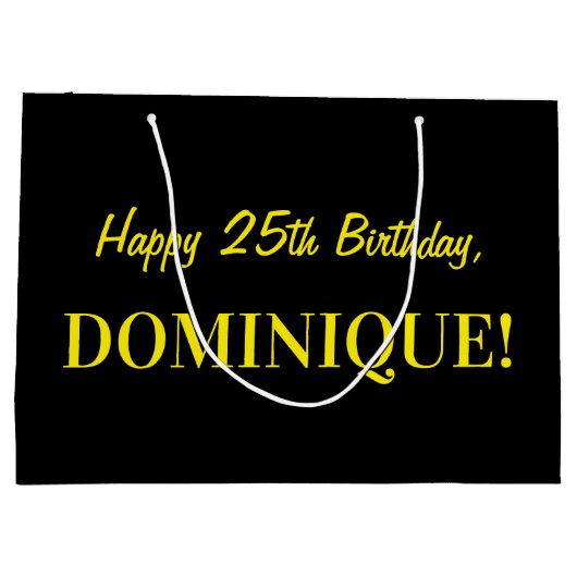 Grand Sac Cadeau Rose d'amusement barré "25" ; Joyeux 25ème (Dos)