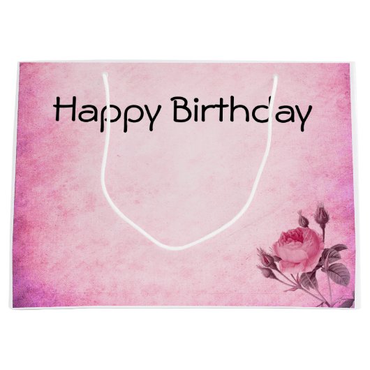 Grand Sac Cadeau Rose de la Saint Valentin (Devant)