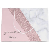 Grand Sac Cadeau rose de marbre blanc de parties scintillantes (Devant)