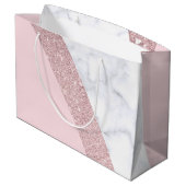 Grand Sac Cadeau rose de marbre blanc de parties scintillantes (Dos Angle)