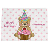 Grand Sac Cadeau Rose de petit gâteau d'ours de nounours (Dos)