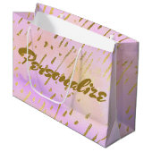 Grand Sac Cadeau Rose et or (Devant Angle)