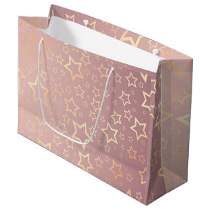 grand sac cadeau rose étoiles dorées