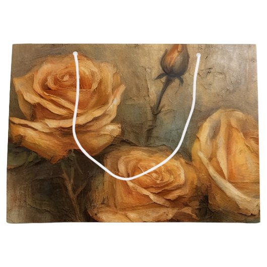 Grand Sac Cadeau Rose Fleur Romantique de Pêche (Devant)