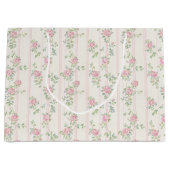 Grand Sac Cadeau Rose Fleur Rose (Devant)