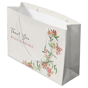 Grand Sac Cadeau Rose Fleur Sauvage Rose Printemps Guirlande Mariag