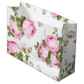 Grand sac cadeau rose Floral (Devant Angle)