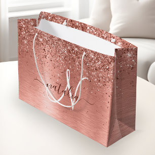 Grand Sac Cadeau Rose Gold brossé Parties scintillant métallique No