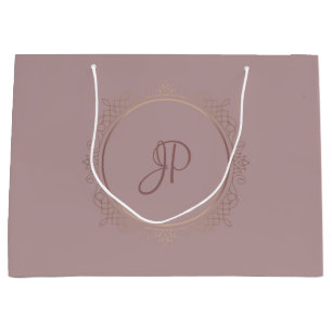 Grand Sac Cadeau Rose Gold Elegant Monogram Modèle tendance