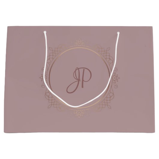 Grand Sac Cadeau Rose Gold Elegant Monogram Modèle tendance (Devant)
