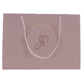 Grand Sac Cadeau Rose Gold Elegant Monogram Modèle tendance (Dos)
