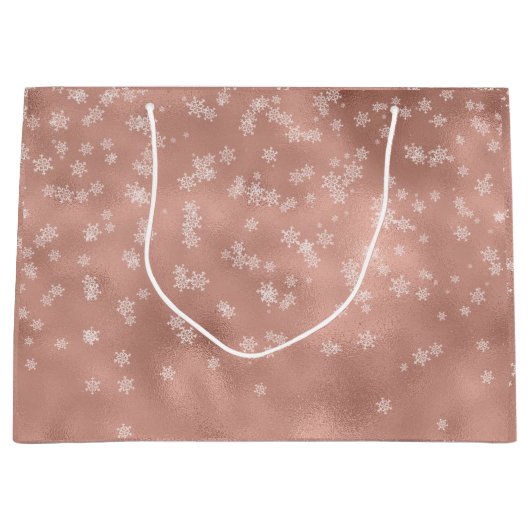 Grand Sac Cadeau Rose Gold Fêtes de neige Noël (Devant)
