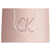 Grand Sac Cadeau Rose gold monogramme écriture moderne élégante (Devant)