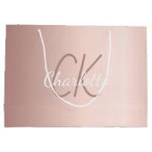 Grand Sac Cadeau Rose gold monogramme écriture moderne élégante (Dos)