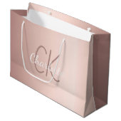 Grand Sac Cadeau Rose gold monogramme écriture moderne élégante (Devant Angle)