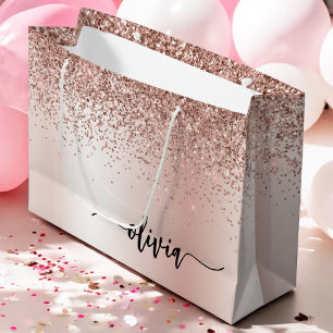 Grand Sac Cadeau Rose Gold - Parties scintillant rose pâle Nom du m