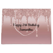 Grand Sac Cadeau Rose Gold Rose Pâle Personnalisé Paillettes qui Co (Devant)