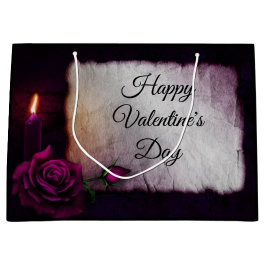 Grand Sac Cadeau Rose gothique, bougie et parchemin Saint Valentin (Devant)