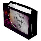 Grand Sac Cadeau Rose gothique, bougie et parchemin Saint Valentin (Dos Angle)