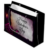 Grand Sac Cadeau Rose gothique, bougie et parchemin Saint Valentin (Devant Angle)