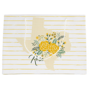Grand Sac Cadeau Rose jaune du Texas - État En vichy avec les Rose