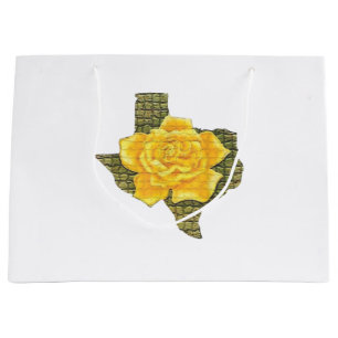 Grand Sac Cadeau Rose Jaune Du Texas Motif Flower