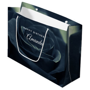 Grand Sac Cadeau Rose Noire Fleur Gothique Sombre Photo Anniversair
