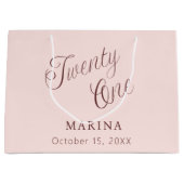 Grand Sac Cadeau Rose or nom script 21e anniversaire (Devant)